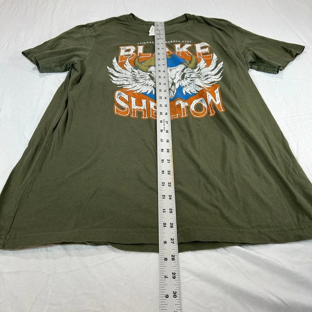 Blake Shelton Friends and Heroes 2021 Tour T-Shirt Mens Large Olive Green Canvas
